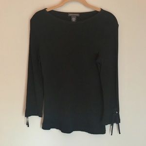 Banana Republic Black 3/4 Lace-up Sleeve Shirt s/m
